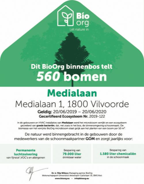 Medialaan krijgt Binnenbos Certificaat van BioOrg